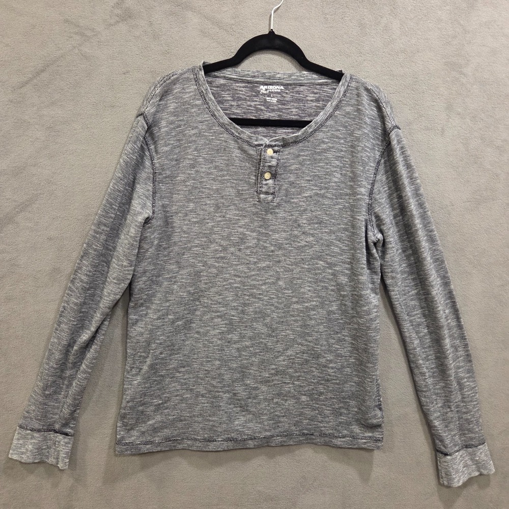 Arizona Jean Co Henley Shirt‎ Mens Large Gray Warm Cozy Comfy Casual